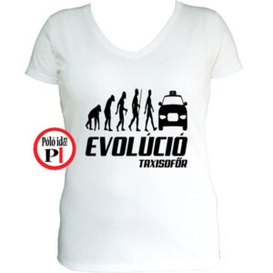 taxi póló taxi evolúció női fehér