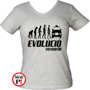 taxi póló taxi evolúció női szürke