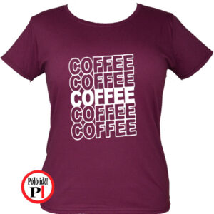 kávé póló coffee női burgundi