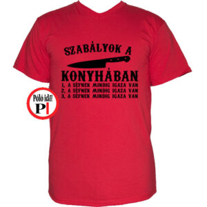 szakács póló konyha szabály piros