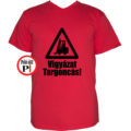 targoncás póló vigyázat targoncás piros