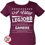 ajándék gamer póló női burgundi