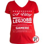 ajándék gamer póló női piros