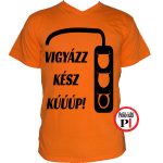 autós póló vigyázz kész narancs