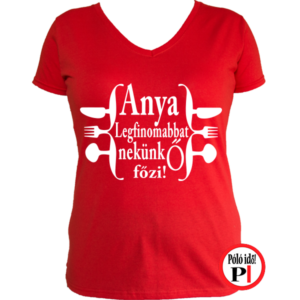 családi póló anya főz piros