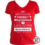 gratulálok ajándék szülinapi póló női piros