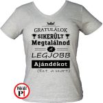 gratulálok ajándék szülinapi póló női szürke