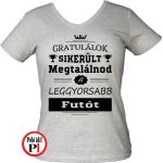 gratulálok futó póló női szürke