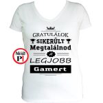 gratulálok gamer póló női fehér