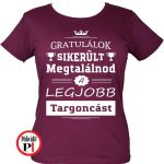 gratulálok targoncás póló női burgundi