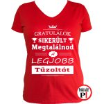 gratulálok tűzoltó póló női piros