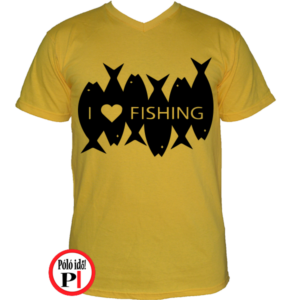 horgász póló i love fishing citrom