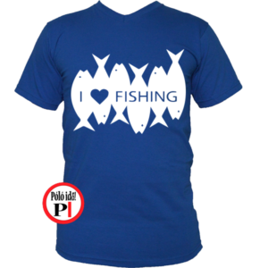 horgász póló i love fishing kék