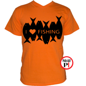 horgász póló i love fishing narancs