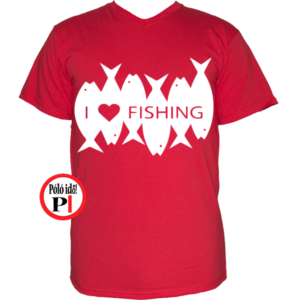 horgász póló i love fishing piros
