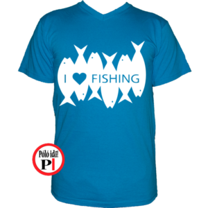 horgász póló i love fishing v kék