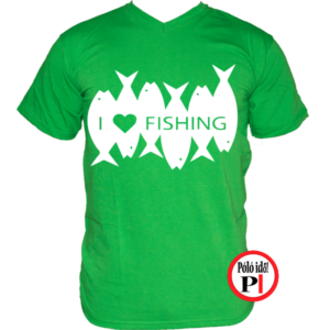 horgász póló i love fishing zöld