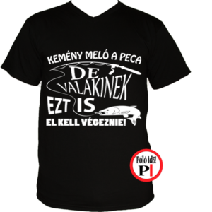 horgász póló kemény munka fekete