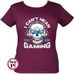 koponyás gamer póló burgundi