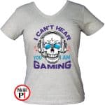 koponyás gamer póló női szürke