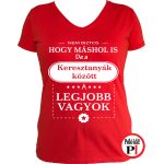 máshol is keresztanya póló piros