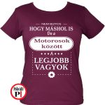 Női mások között motoros póló burgundi