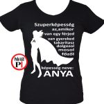 szuper anya póló fekete