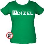 vicces autós dízel póló női zöld