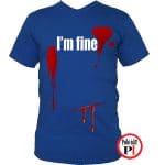 vicces póló I'm fine férfi kék
