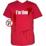 vicces póló I'm fine férfi piros
