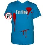 vicces póló I'm fine férfi vkék